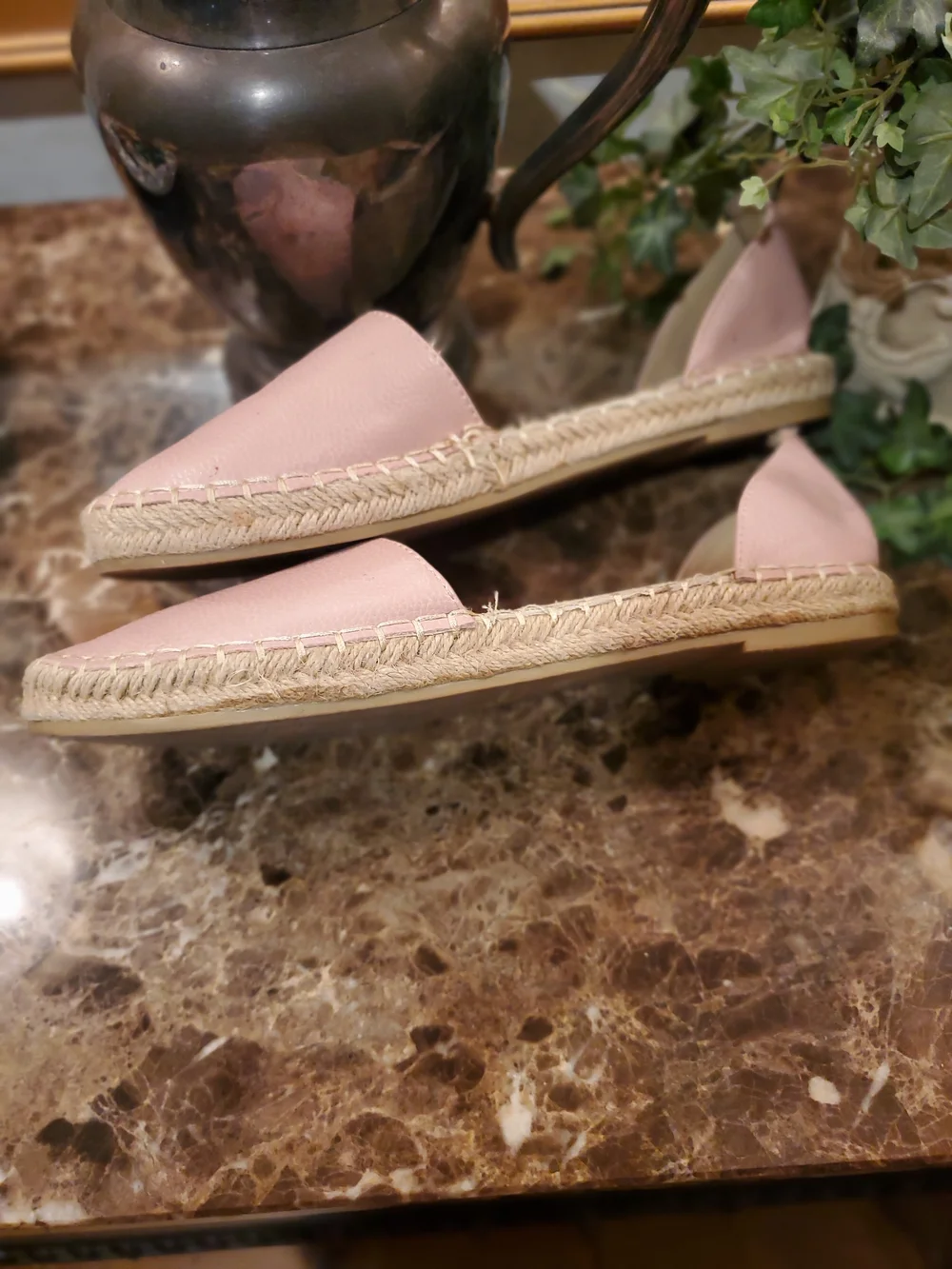 Forever Pink Espadrille Slip-On Flats, Size 9M